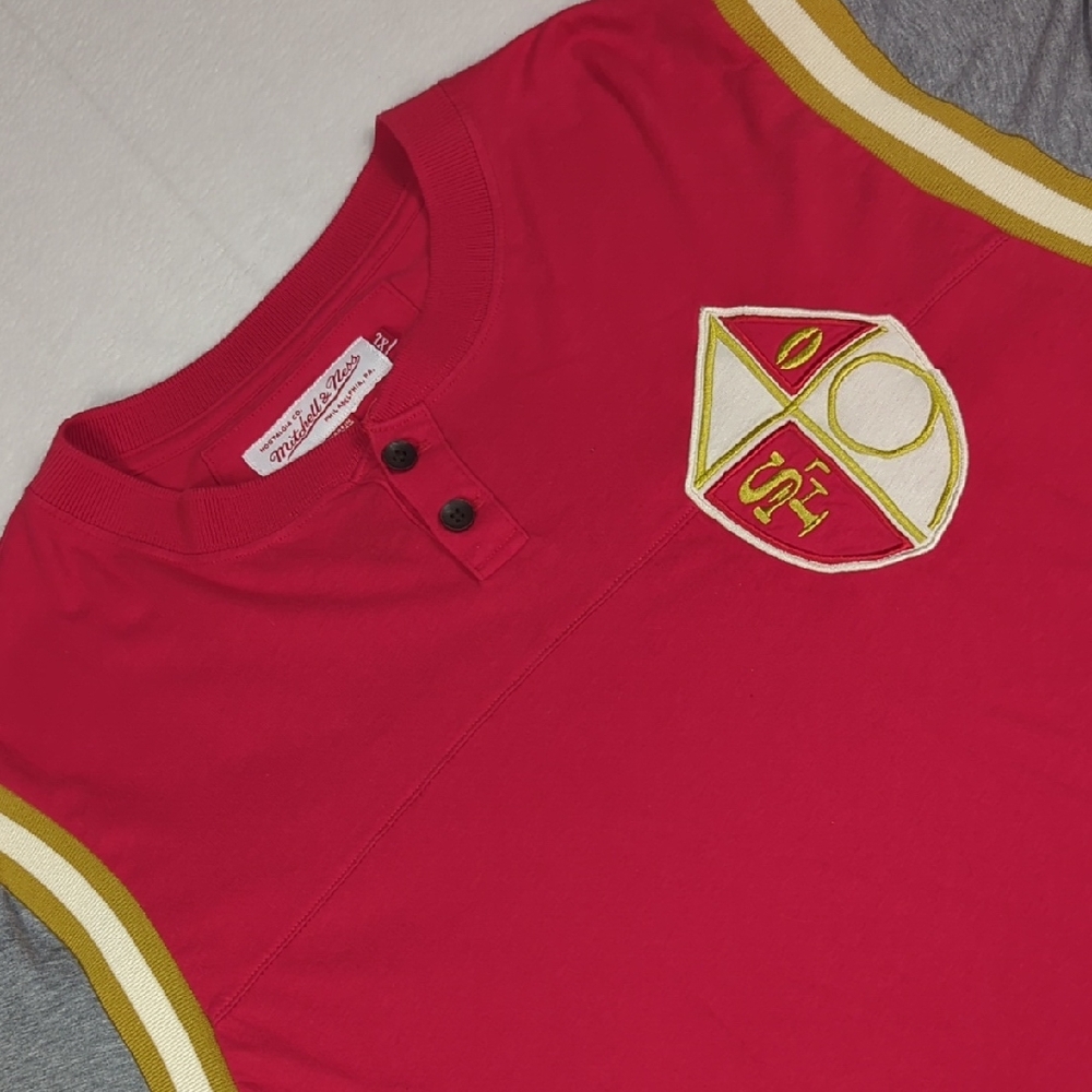 Mitchell Ness Throwbacks San Francisco 49ers Historic Logo 3/4 Sleeve Henley XL